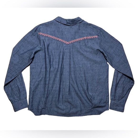 Sundance Nevarre Embroidered Chambray Western Button Down Shirt Sz M - Picture 10 of 16